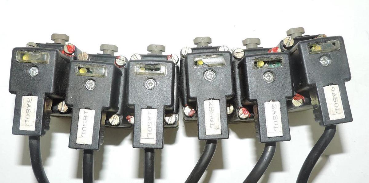 Used LOT OF 6 BURKERT 0331 SOLENOID VAVLVES WITH CNE MA6-V5 CONNECTOR CABLES