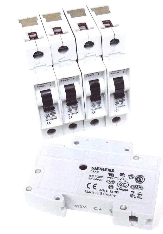 Used LOT OF 5 SIEMENS 5SX2 C4 CIRCUIT BREAKERS 5SX2C4, 5SX21-C4, 5SX21C4