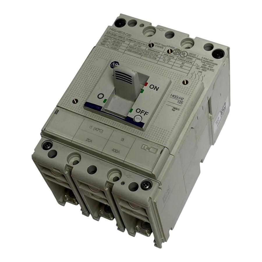 Used Allen-Bradley 140G-H2C3-C20 Molded Case Circuit Breaker 3 Pole 20A New Surplus