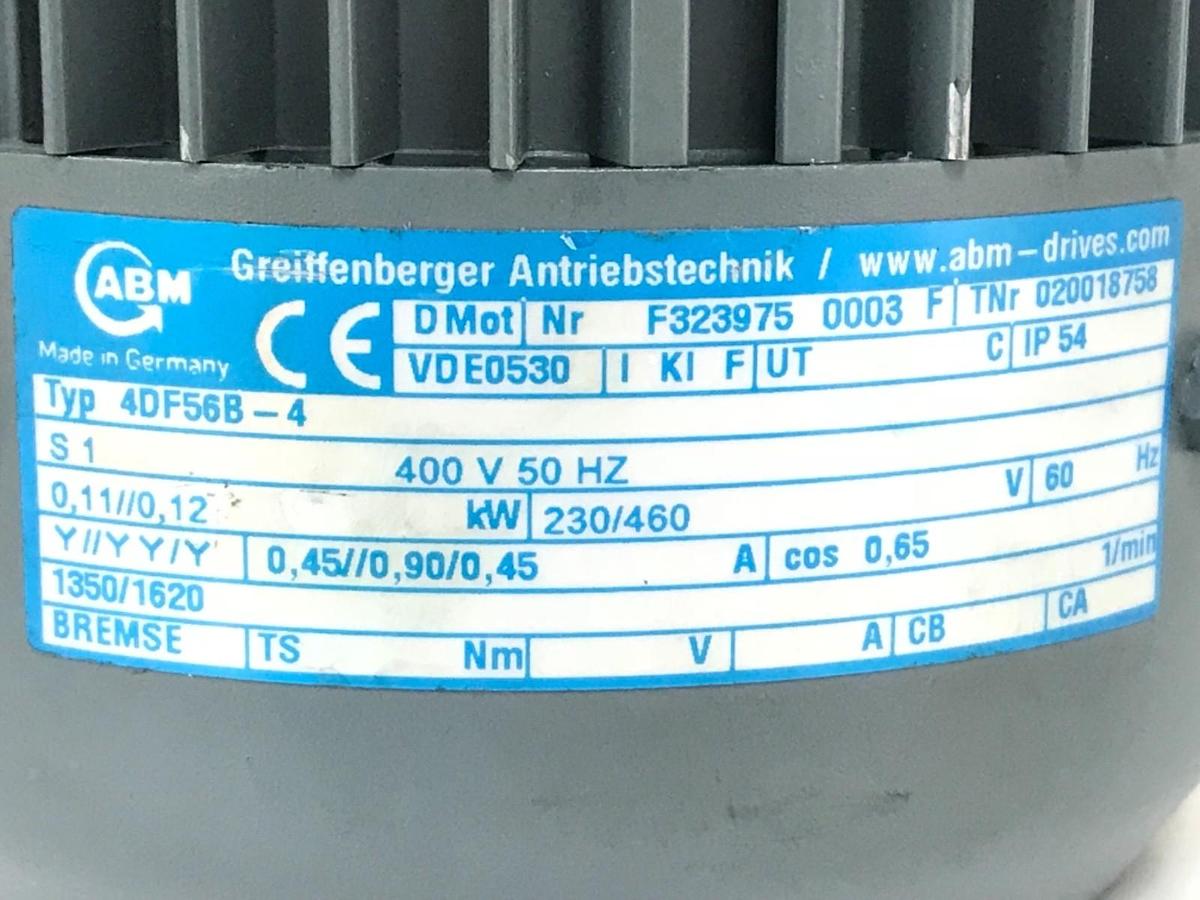 Used ABM GREIFFENBERGER F323975 0003 F MOTOR TYP 4DF56B-4