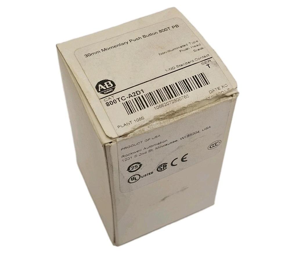 NIB ALLEN BRADLEY 800TC-A2D1 FLUSH HEAD BLACK PUSH BUTTON 800TCA2D1 SER. T