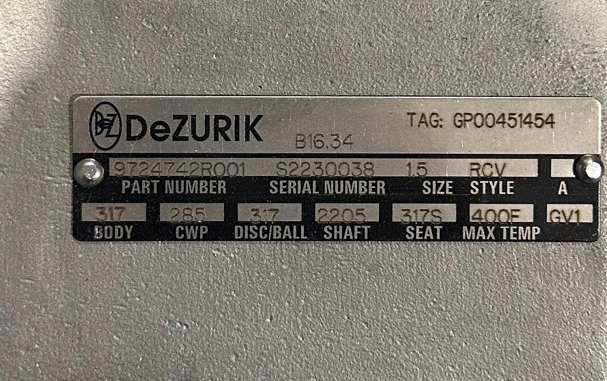 DeZURIK 9724742R001 ROTARY CONTROL VALVE (RCV) ACTUATOR SIZE: 1.5" W/VAC V200P