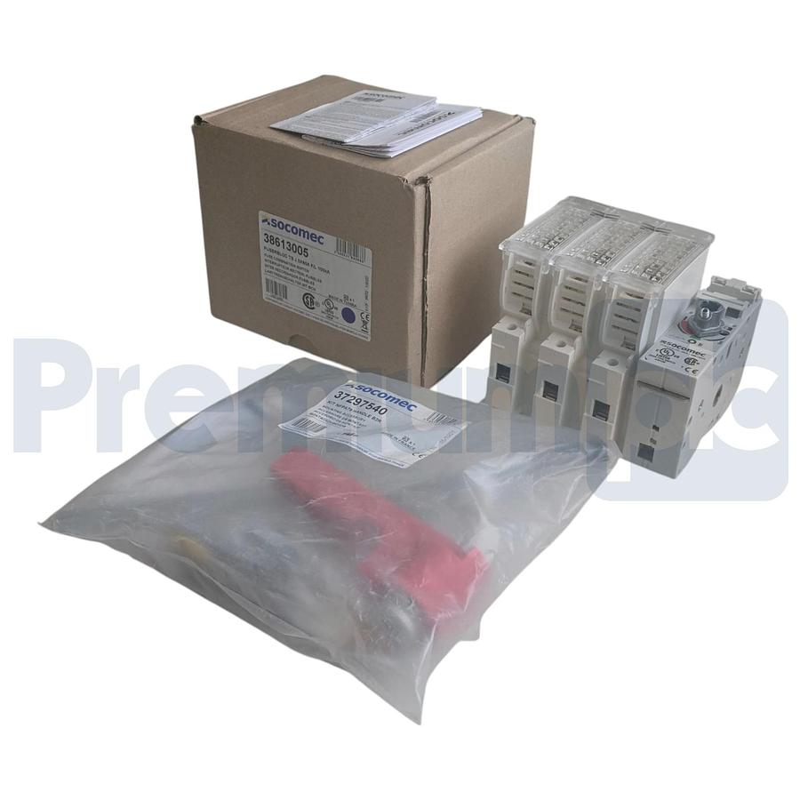 Used Socomec 38613005 Fuserbloc TS J 3X60A Switch w/ 37297540 NFPA79 Handle Kit NEW