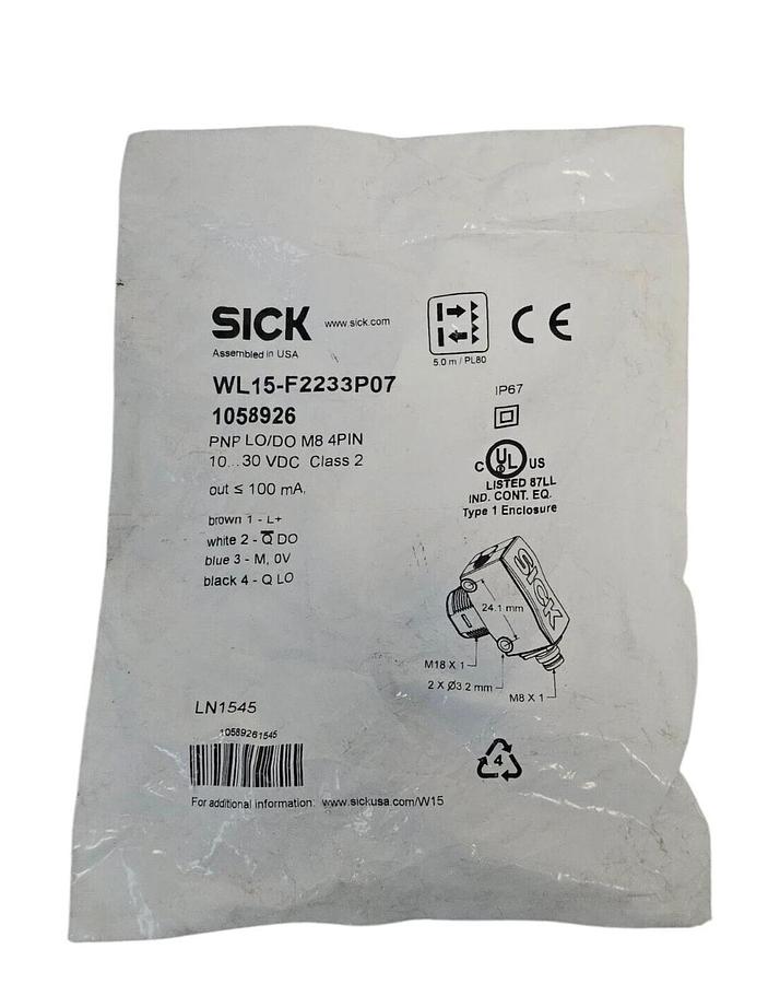 Used NEW SICK WL15-F2233P07 SENSOR (1058926) WL15F2233P07