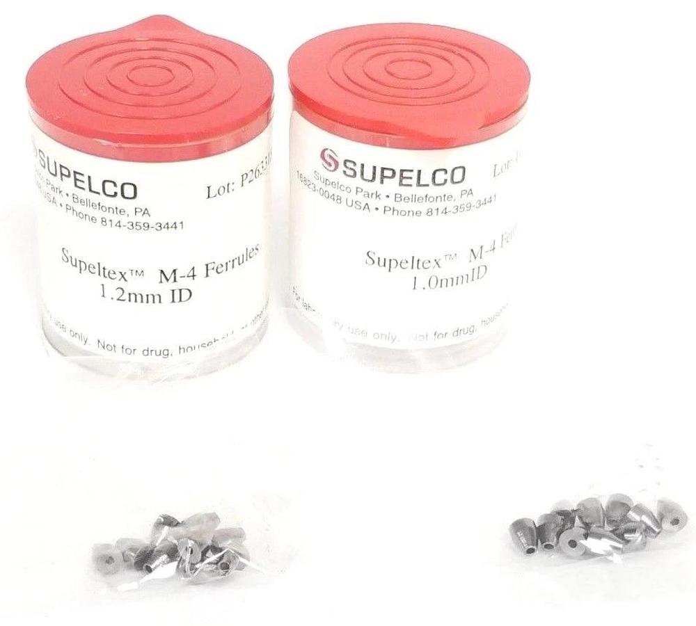 LOT OF (2) NEW PACKS OF 10 SUPELCO SUPELTEX M-4 FERRULES 1.0mmID