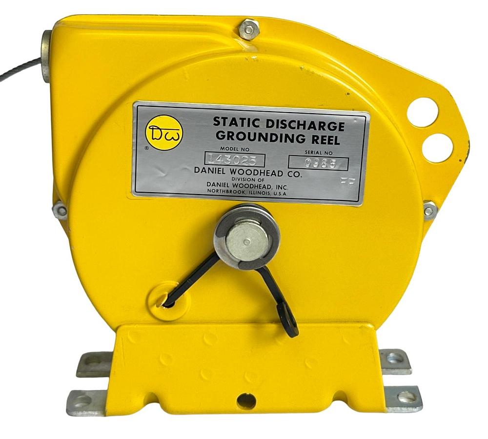 Used NEW DANIEL WOODHEAD 143025 STATIC DISCHARGE GROUNDING REEL 25FT CABLE NOS
