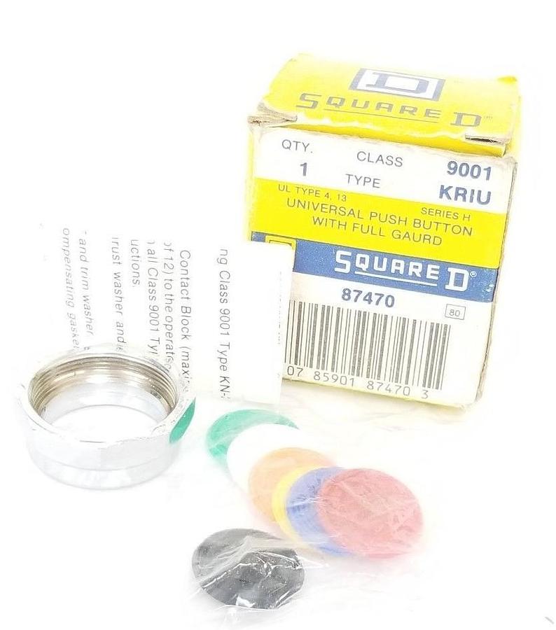 Used NIB SQUARE D 9001KRIU PUSH BUTTON W/ FULL GAURD 9001-KRIU (INCOMPLETE)