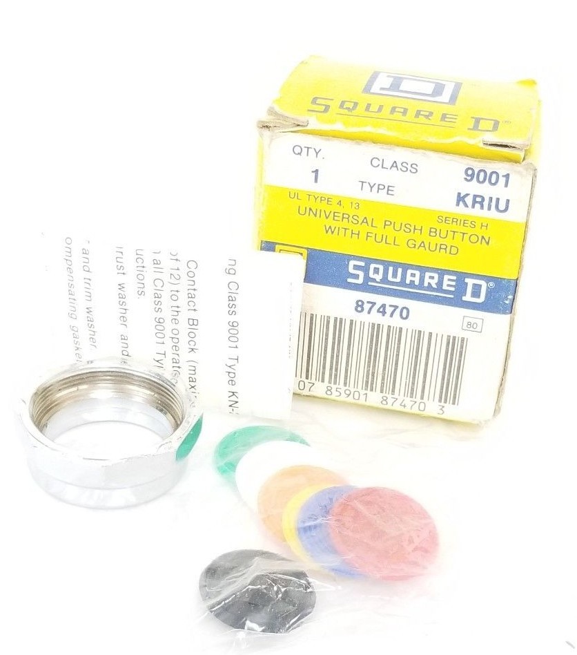 Used NIB SQUARE D 9001KRIU PUSH BUTTON W/ FULL GAURD 9001-KRIU (INCOMPLETE)