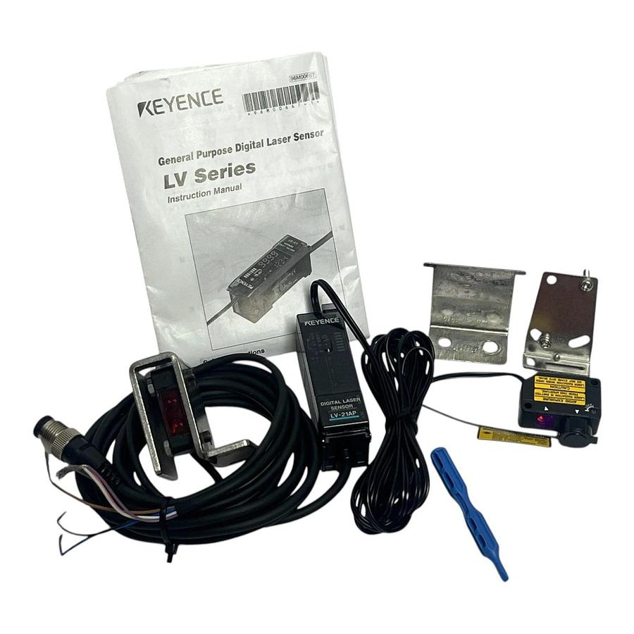Used Keyence Laser Sensor Kit: LV-21AP Amplifier, LV-H32 Head, GV-H45 Sensor/Bracket