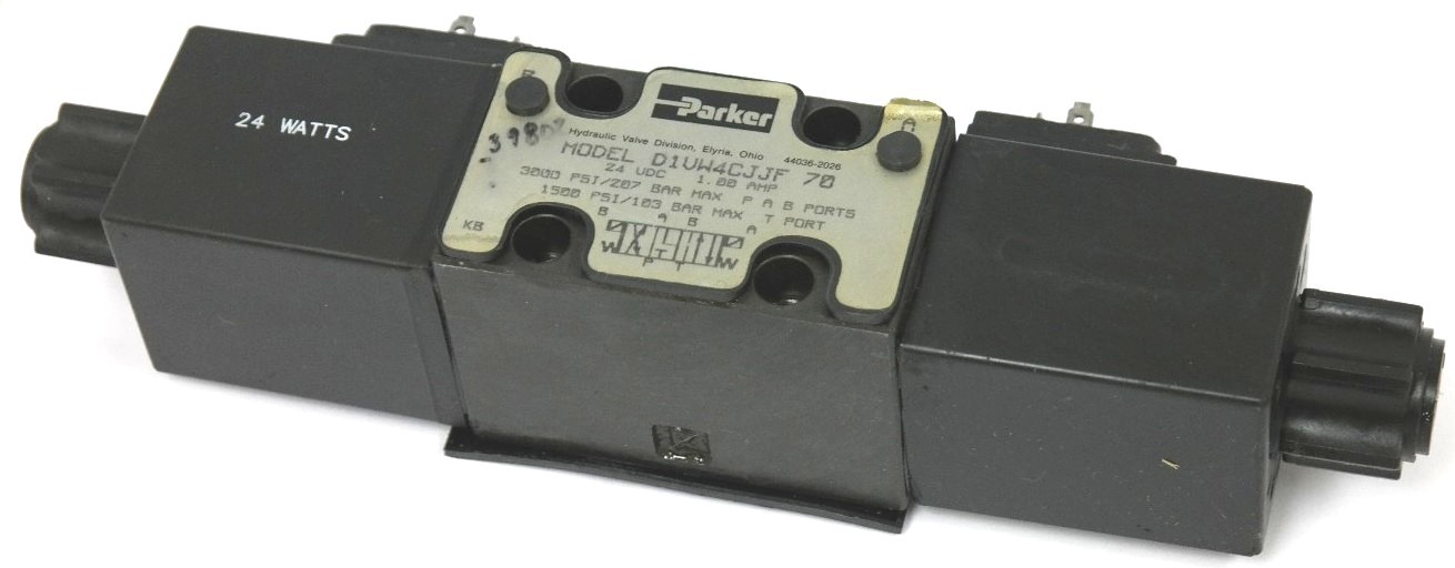 Used PARKER D1VW4CJJF 70 HYDRAULIC VALVE 24 VDC 1.00 AMP 24 WATTS COIL