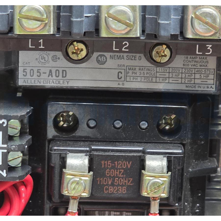 Used Allen Bradley 506-AJB-6P-24R /F Nema Size 0 Rvsg Combination Starter Disconnect