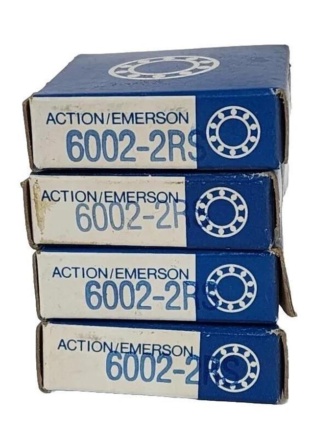 Used LOT OF 4 NIB ACTION/EMERSON 6002-2RS BEARINGS 60022RS