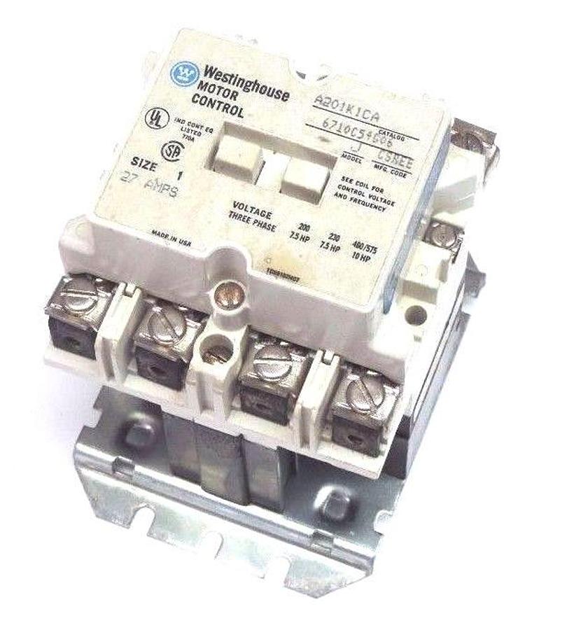 Used WESTINGHOUSE A201K1CA CONTACTOR MODEL J CSREE 6710C54G06, SIZE 1, 27AMPS