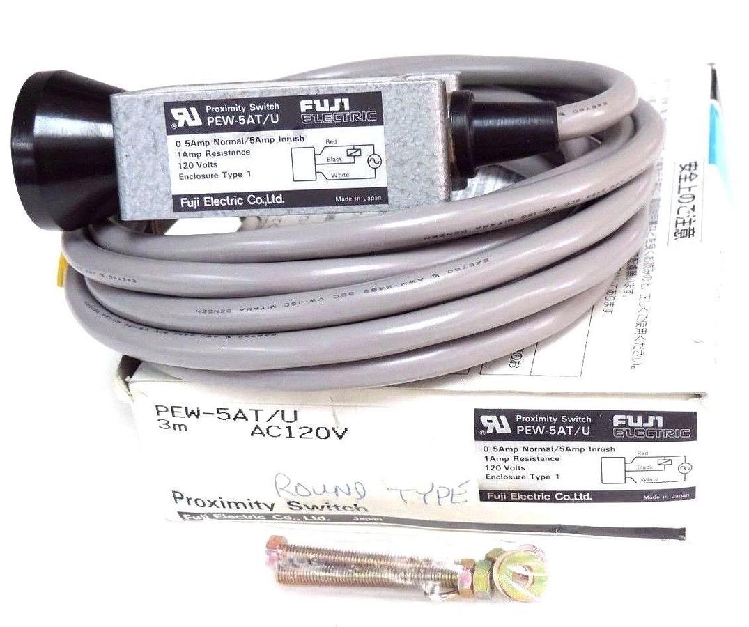 Used NIB FUJI PEW-5AT/U PROXIMITY SWITCH  PEW5ATU, 120V, 1AMP RESISTANCE
