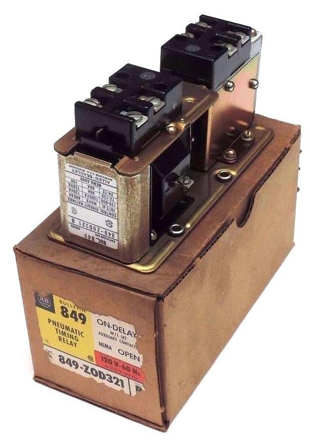 NIB ALLEN BRADLEY 849-ZOD321 PNEUMATIC TIMING RELAY SER B, 120V, 60HZ, 849ZOD321