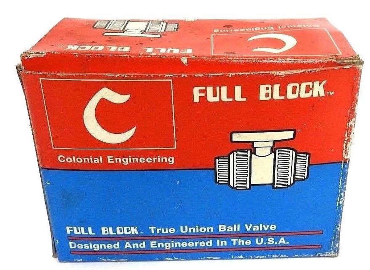Used NIB COLONIAL ENGINEERING V08102N FULL BLOCK TRUE UNION BALL VALVE