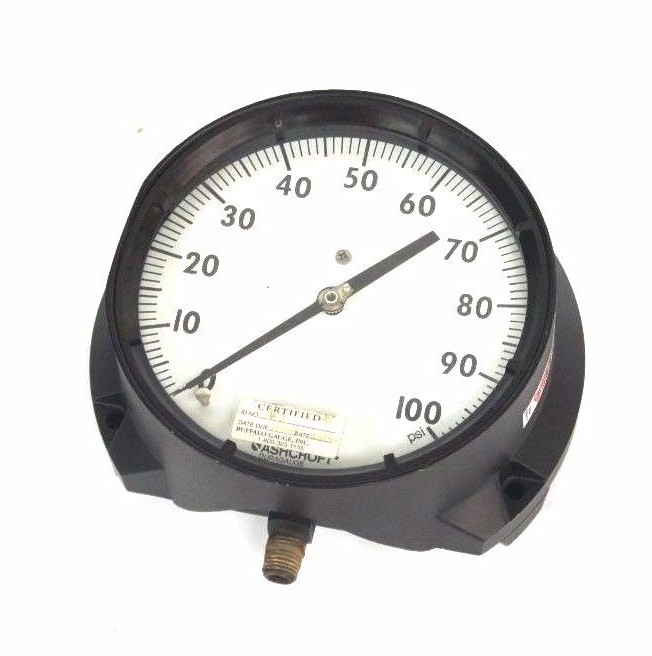Used ASHCROFT DURAGAUGE Q-8451 PRESSURE GAUGE 0-100 PSI, 1/4" NPT, Q8451