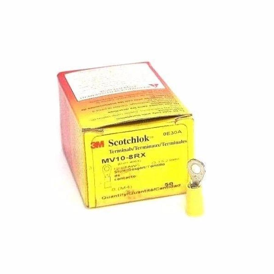 Used BOX OF 63 NEW 3M SCOTCHLOK MV10-8RX RING TERMINALS VINYL INSULATED