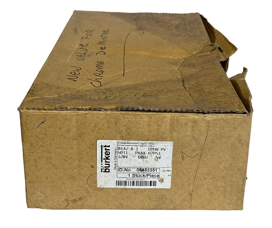 Used NEW BURKERT 0142-A-1 / 0142A1 EPDM PV SERVO-ASSISTED DIAPHRAGM VALVE 120V 60Hz