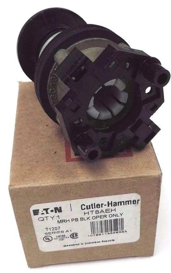 Used NIB CUTLER-HAMMER HT8AEH MUSHROOM PUSHBUTTON BLACK SER. A1 W/ HT8GR1