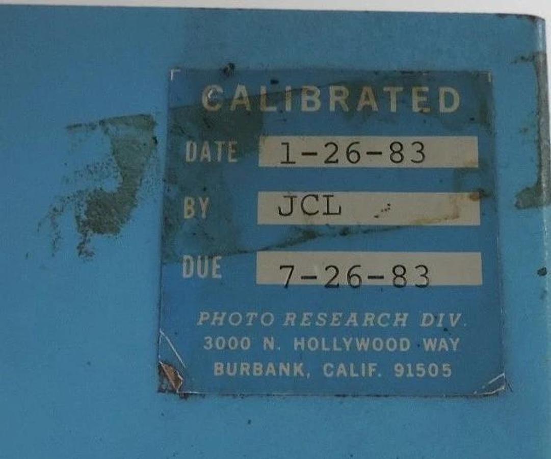 Used SPECTRA FILM GATE PHOTOMETER W/ CONTINUOUS PRINTER PROBE 900-BH-C-3 & BRACKETS