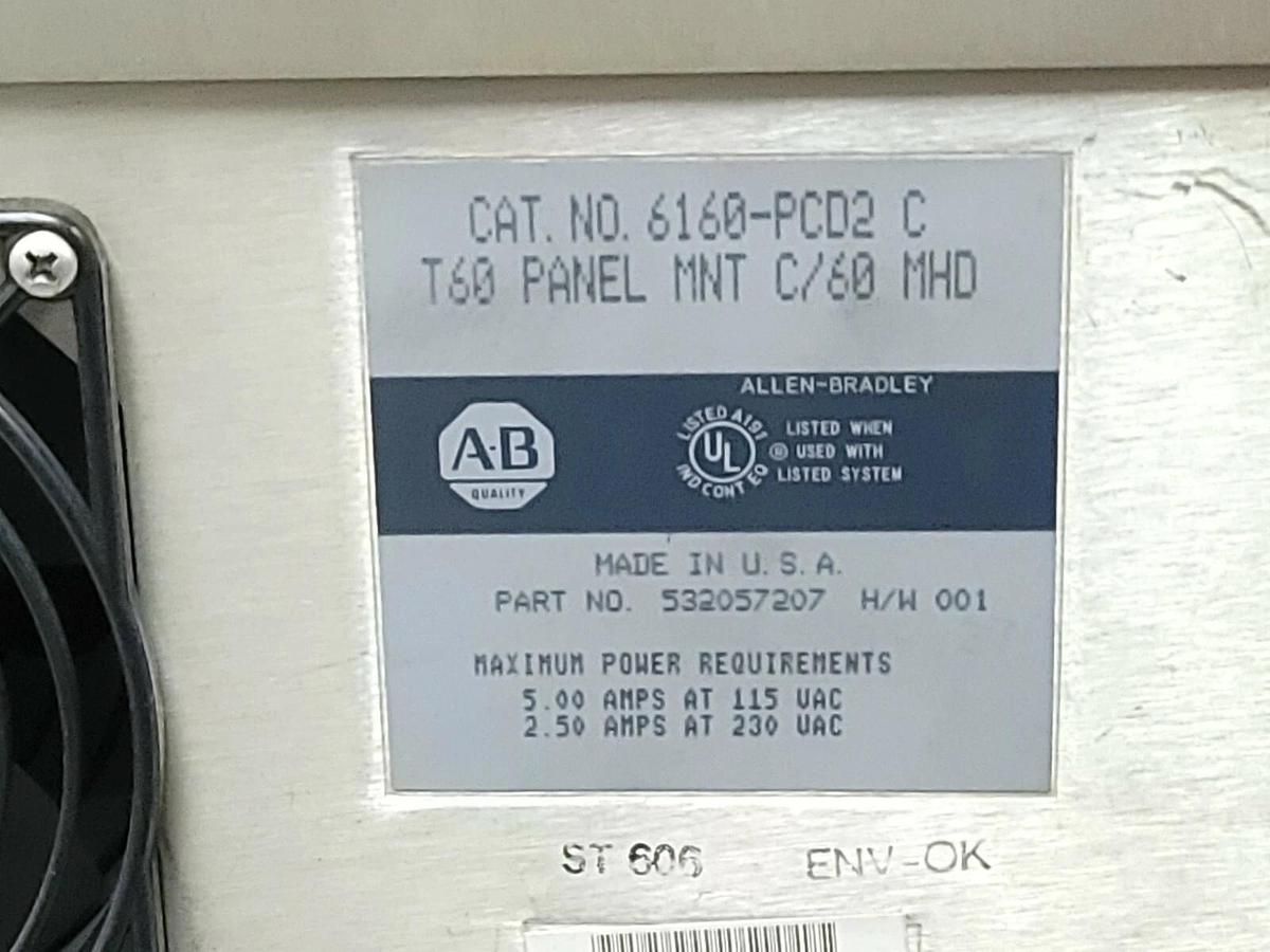 Used ALLEN BRADLEY 6160-PCD2 OPERATOR INTERFACE TERMINAL MNT C/60 MHD T60 SER. C