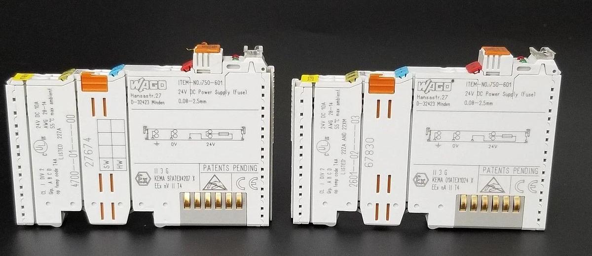 Used LOT OF 2 WAGOS 750-601 SUPPLY MODULES 750601