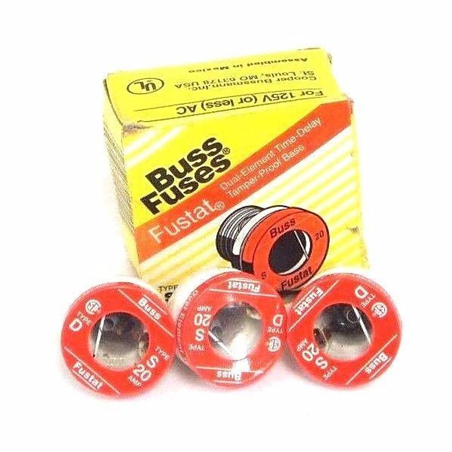 Used LOT OF 3 NEW BUSS TYPE S FUSTAT DUAL ELEMENT TIME DELAY FUSES 20 AMP