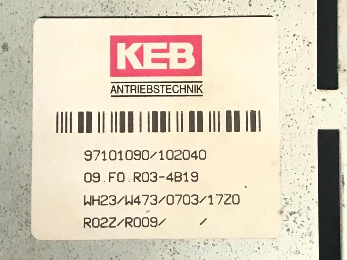 Used KEB 09 F0 R03-4B19 FREQUENCY INVERTER DRIVE 2.8KVA, 0-500VAC, 4.1A