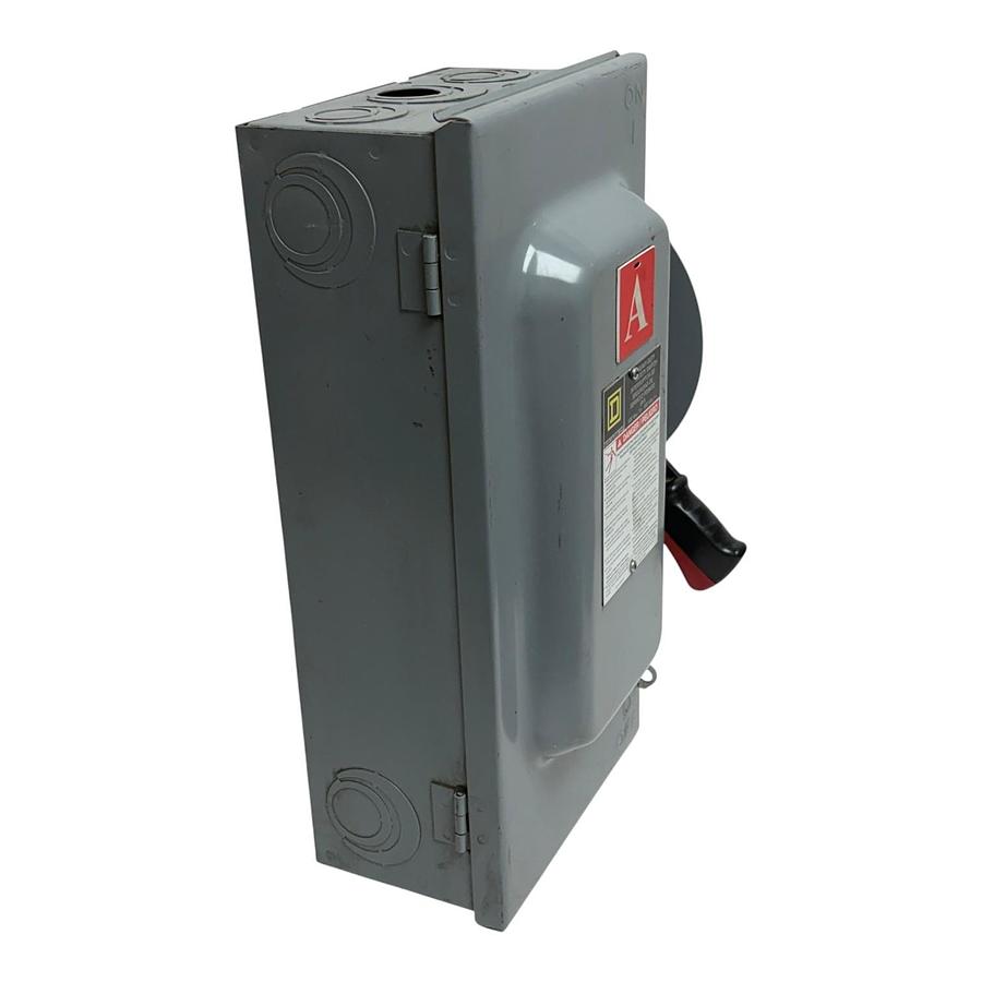 Used Square D HU362 Safety Switch 60A 600VAC 600VDC 3 Pole Non-Fusible Disconnect