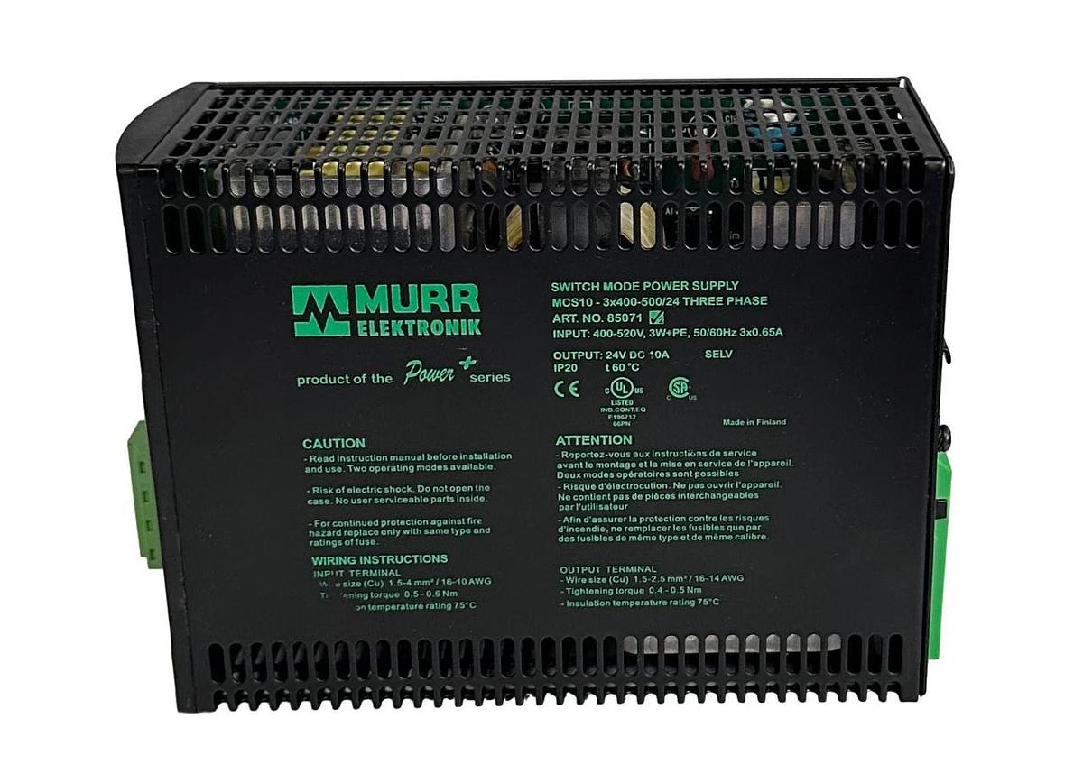 Used MURR ELEKTRONIK MCS10-3x400-500/24 / 85071 SWITCH MODE POWER SUPPLY 400-520V 65A