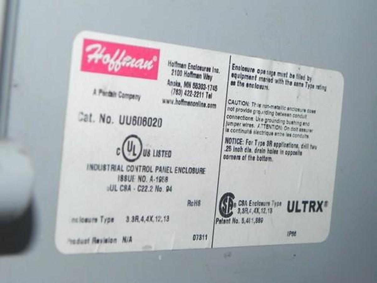 Used HOFFMAN UU606020 ENCLOSURE 24-1/2'' X 24'' X 9-1/2''