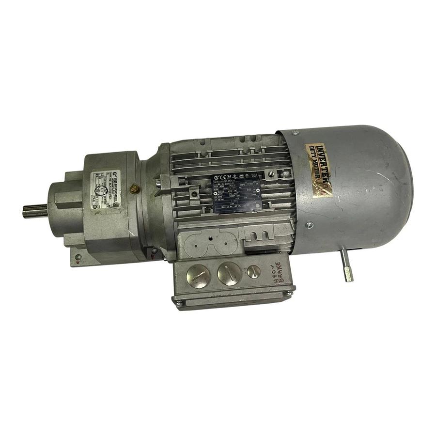 Used NORD Gearmotor SK 172.1-90LH/4 CUS BRE20 HL 2 HP 339 RPM 230/460V Inverter Duty
