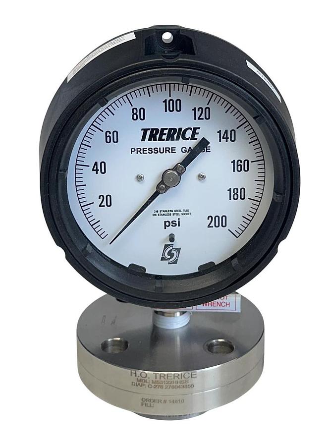 TRERICE 450SS4504LA200 / M53122HHSS PRESSURE GAUGE 0-200PSI SILICONE NSMP