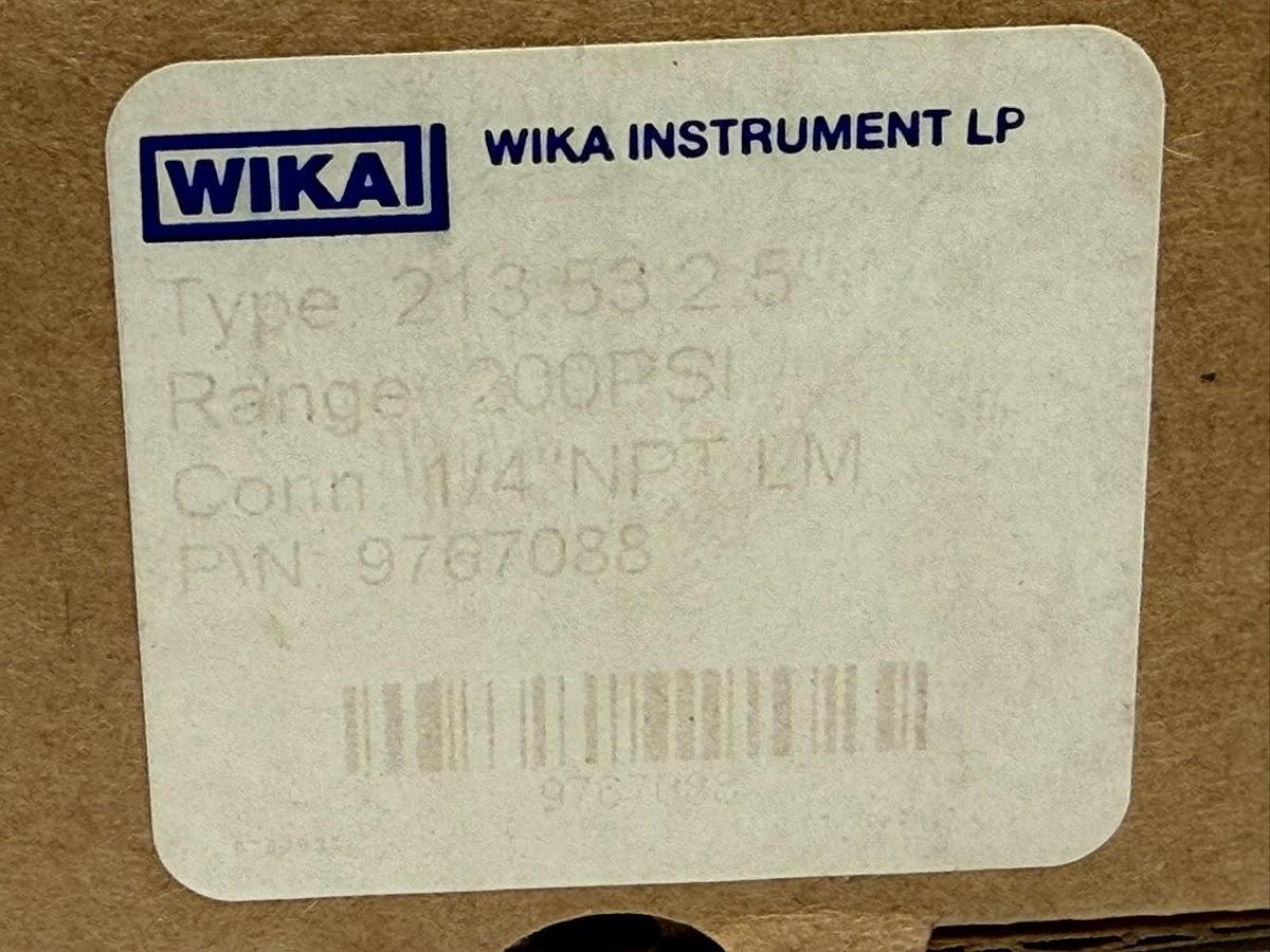 Used Wika 213.53 2.5" Pressure Gauge 0-200 PSI 1/4" NPT Glycerin Filled New in Box