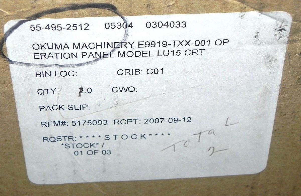 Used OKUMA E991-9TXX-0011 OPERATION PANEL MODEL LU15 CRT E9919TXX0011
