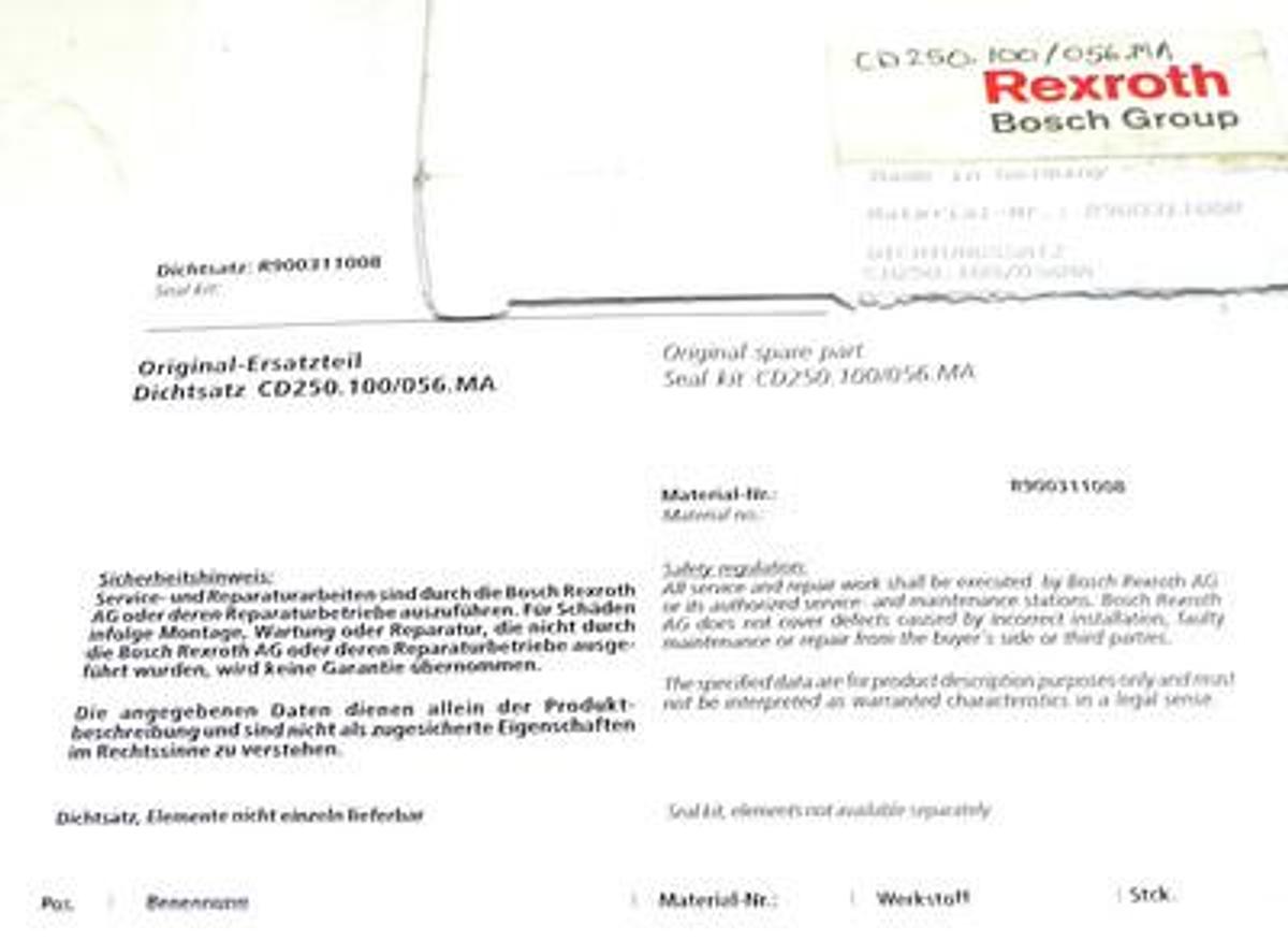 NIB REXROTH BOSCH R900311008 SEAL KIT CD250.100/056.MA
