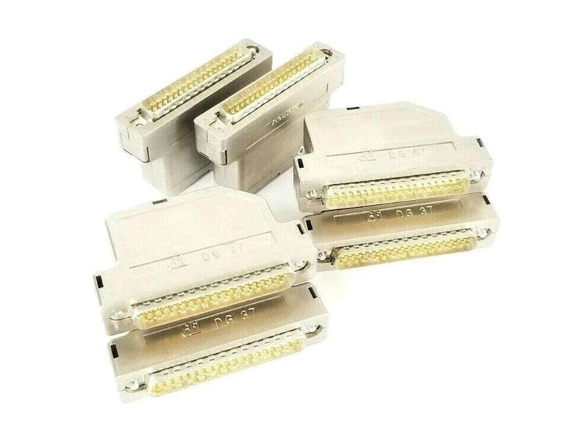 Used LOT OF 6 DI/TE CONNECTIVITY DG-37 D-SUB CONNECTORS 37-PIN MALE DG37
