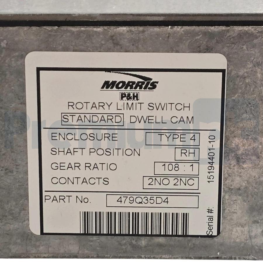 Used Morris P&H 479Q35D4 Rotating Limit Switch Type 4 Right 108:1 2NO/2NC NSMP
