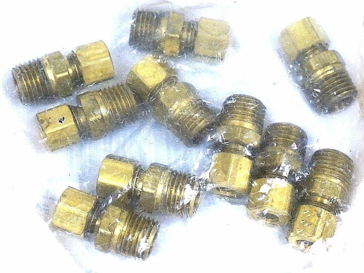 Used BAG OF 10 NEW BRASSCRAFT 68-4-4 COMPRESSION X MIP UNION 1/4" OD TUBE X 1/4" MIP