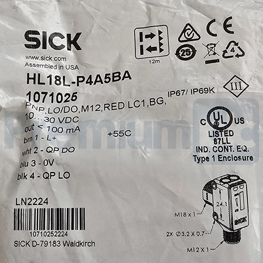 Used SICK HL18L-P4A5BA | 1071025 H18 Sure Sense Photoelectric Sensor 10-30VDC NSMP