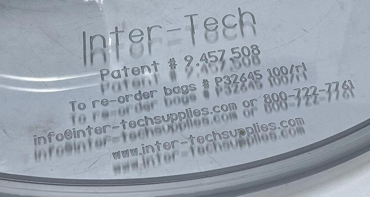 Inter-Tech 18-3/4" Vacuum Trim Receiver Lid Polycarbonate w/ (2) 2" SS 90° Elbow