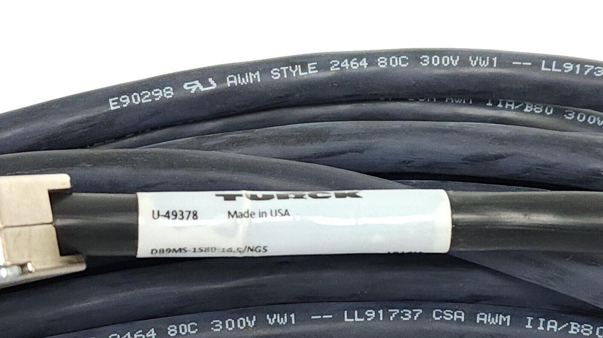 Used NEW TURCK DB9MS-1580-16.5/NG5 CABLE ASSEMBLY U-49378
