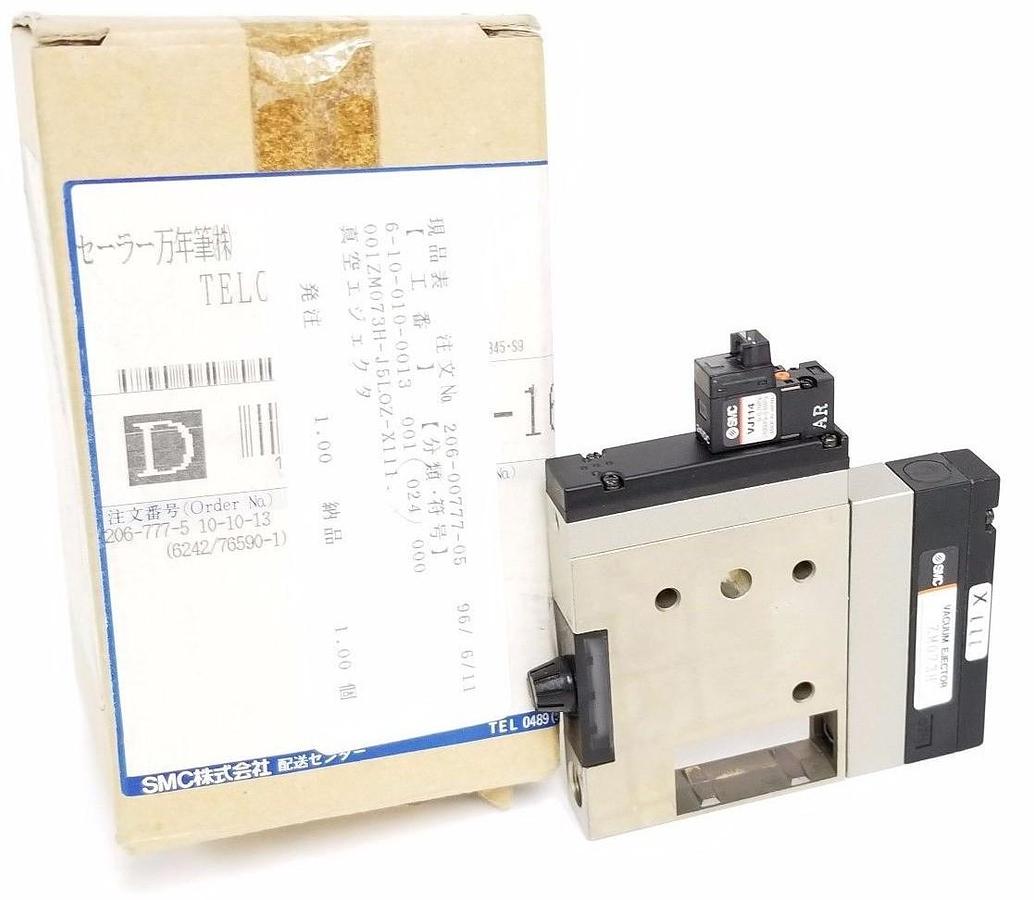 Used NIB SMC ZM073H VACUUM EJECTOR W/ VJ114 VACUUM SOLENOID 24VDC