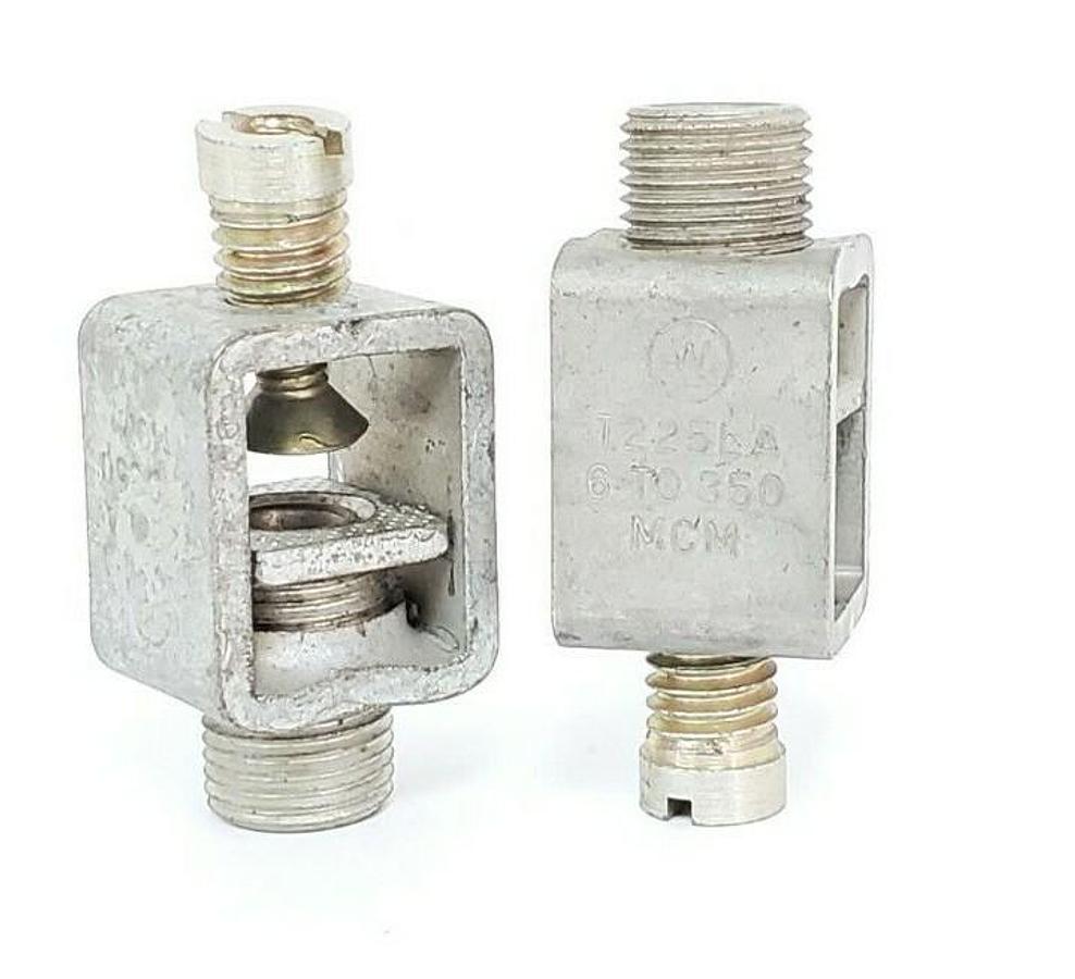 Used LOT OF 2 WESTINGHOUSE T225LA TERMINAL LUGS, 6 TO 350 MCM