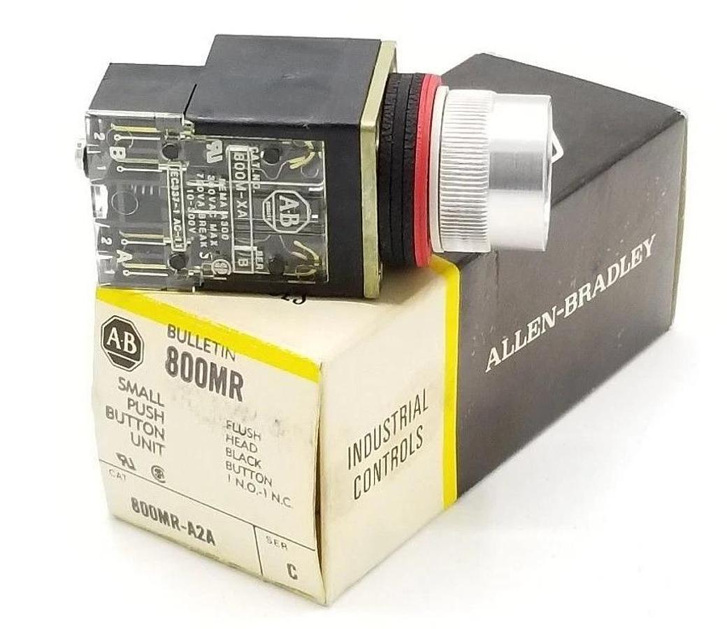 Used NIB ALLEN BRADLEY 800MR-A2A PUSH BUTTON UNIT BLACK BUTTON SER. C