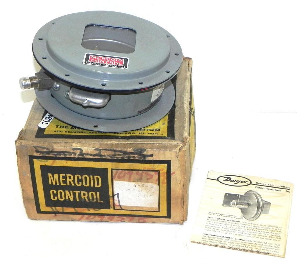 Used NIB MERCOID CONTROL DAW-543-3-22E PRESSURE SWITCH 75-800PSIG DAW543322E