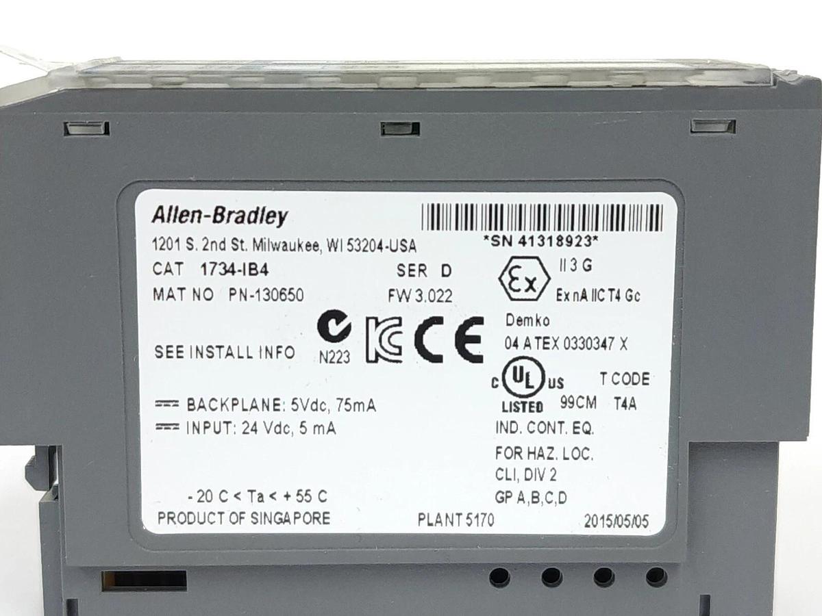 Used LOT OF 4 ALLEN BRADLEY 1734-IB4 SER. D POINT I/O 4 POINT DIGITAL INPUT MODULES