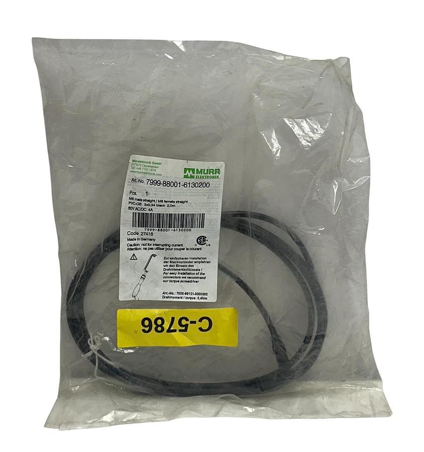 Used MURR ELEKTRONIK 7999-88001-6130200 / 7999880016130200 M8 MALE/M8 FEMALE 2M NSFS