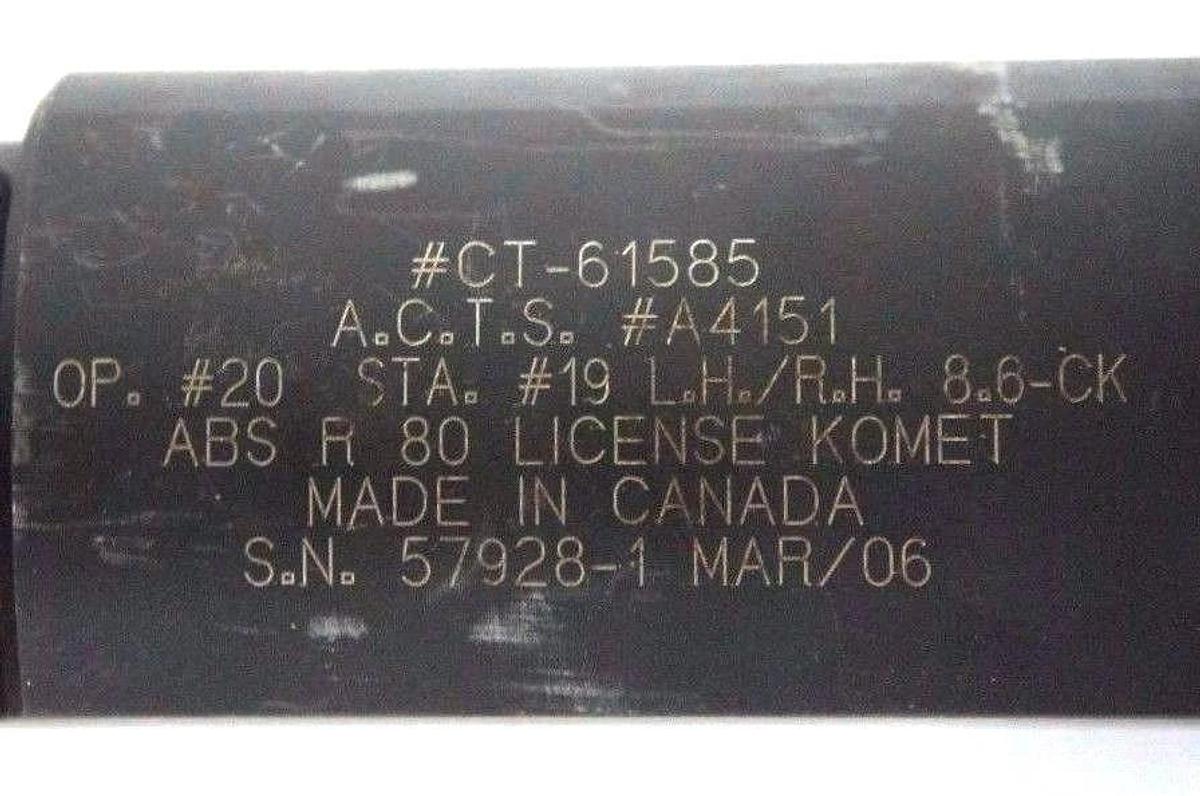 Used KOMET #CT-61585 TOOL ASSEMBLY ACTS #A4151 ABS R 80 OP. #20 STA. #19 LH/RH 8.6-CK